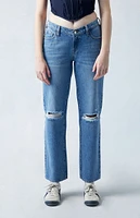 PacSun Eco Medium Indigo V-Dip Ripped '90s Straight Leg Jeans