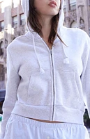 John Galt Light Gray Crystal Cropped Hoodie