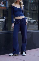 John Galt Blue Gina Cinched Long Sleeve Top