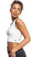 Roxy White Good Keepsake Crop Tank Top