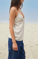 John Galt Light Brown Striped Edith Tank Top