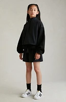 Kids Fear of God Essentials Black Nylon Fleece Mock Neck Sweatshirt