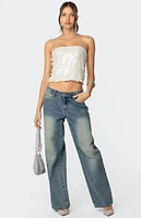 Edikted Samara Sequin Strapless Top