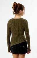 Another Girl Zip Detail Enzyme Wash Sweater