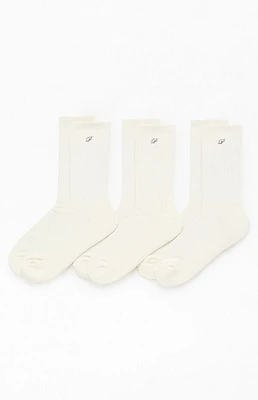 Pacsun 3 Pack White Embroidered Basic Crew Socks