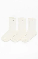 Pacsun 3 Pack White Embroidered Basic Crew Socks