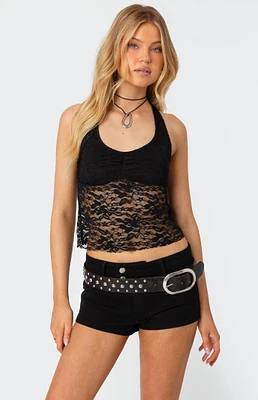 Edikted Tia Sheer Lace Halter Top