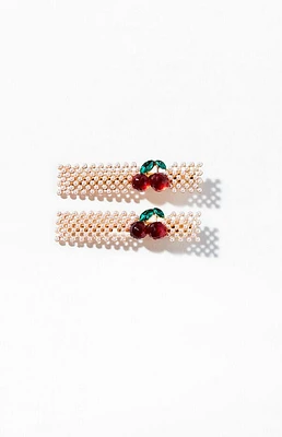 LA Hearts 2 Pack Pearl Cherry Barrettes