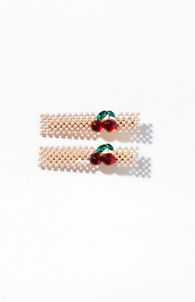 LA Hearts 2 Pack Pearl Cherry Barrettes