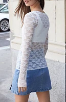 White Lace Long Sleeve Top