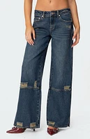 Edikted Slitted Distressed Low Rise Jeans