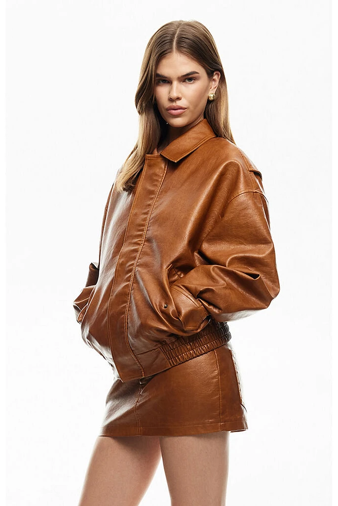 LIONESS Faux Leather Uma Mini Skirt