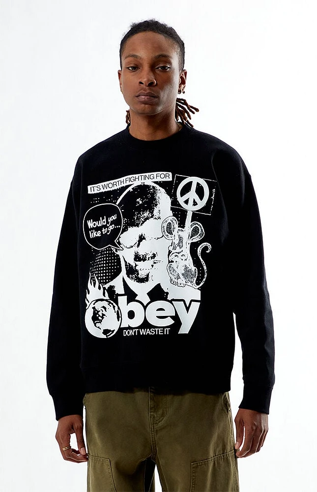 Obey Don't Waste It Crew Neck Sweatshirt