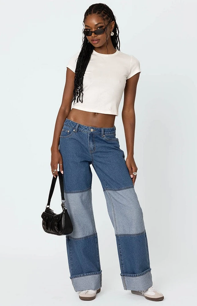 Edikted Lindsey Two Tone Cuffed Jeans