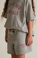 Fear of God Essentials Kids Dark Heather Oatmeal Fleece Soccer Sweat Shorts