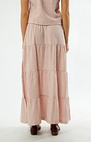 Rhythm Lola Checked Tiered Maxi Skirt