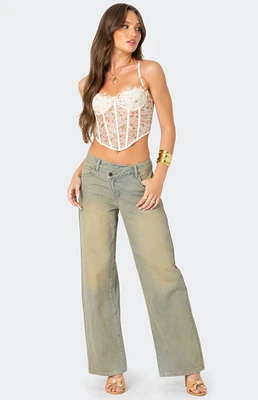 Edikted Asymmetric Low Rise Wrap Jeans