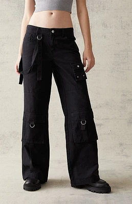 PacSun Black Suspender '90s Baggy Cargo Jeans