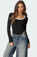 Edikted Contrast Scoop Neck Bodysuit