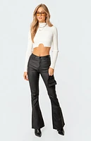 Edikted Luna Faux Leather Flare Jeans
