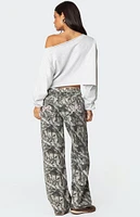 Edikted Camo & Bow Low Rise Jeans