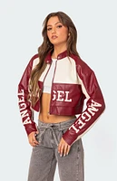 Farah Cropped Faux Leather Jacket
