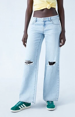 PacSun Eco Indigo Ripped Low Rise Wide Leg Jeans