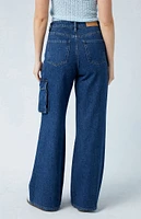 PacSun Eco Dark Indigo High Waisted Wide Leg Cargo Jeans