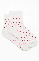 John Galt White & Red Heart Crew Socks
