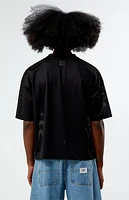 Pacsun Black Leagues Mesh Boxy Cropped Jersey T-Shirt