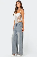 Edikted Cabaret Lacey Sheer Mesh Bodysuit