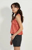 Pacsun Kids Peach Satin Button Front Tank Top