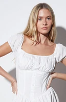 LA Hearts Off-The-Shoulder Button Mini Dress