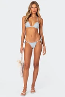 Edikted Didi Distressed Denim String Bikini Bottom