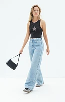 PacSun Nora Indigo Rhinestone Wide Leg Carpenter Jeans