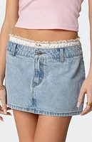 Edikted Floral Peekaboo Denim Mini Skirt
