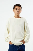 PacSun Kids Off White Tonal Checkerboard Sweater