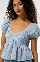 LA Hearts Gingham Babydoll Top