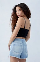 PacSun Eco Light Indigo Rhinestone High Waisted Denim Festival Shorts