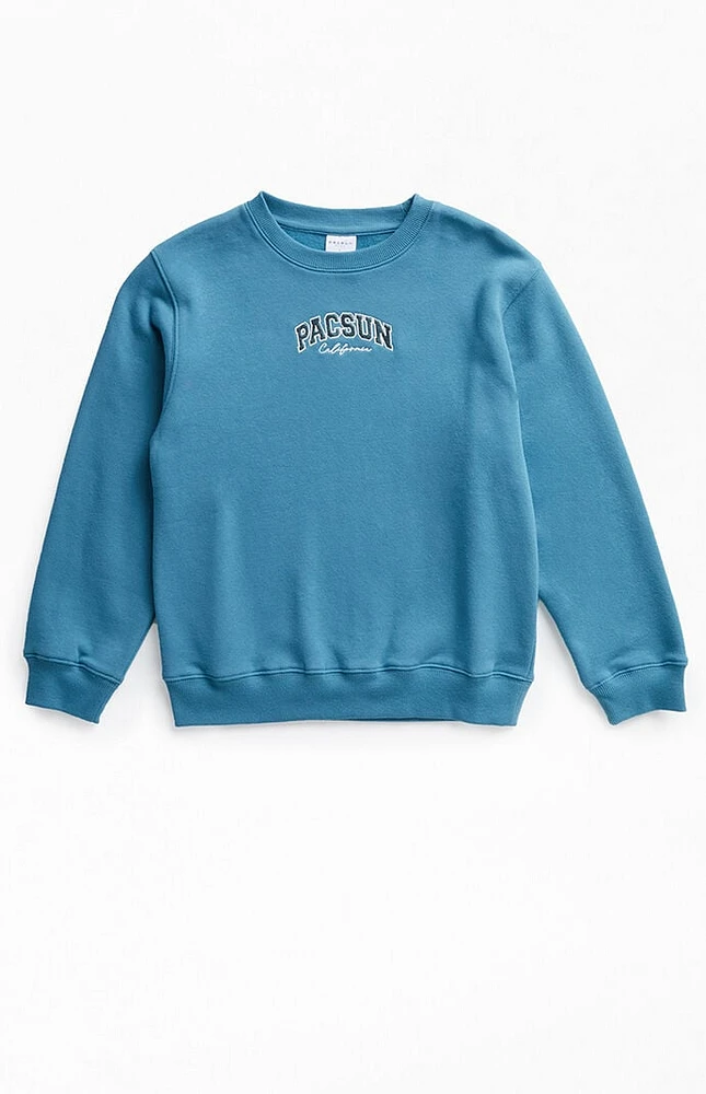 PacSun Kids Blue Embroidered Crew Neck Sweatshirt