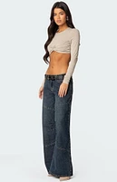 Edikted Gathered Long Sleeve Crop Top