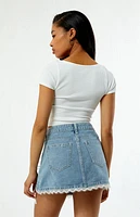 Playboy By PacSun Lace-Up Denim Mini Skirt