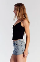Pacsun Light Indigo Raw Cut Denim Mom Shorts