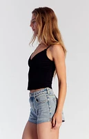 PacSun Light Indigo Raw Cut Denim Mom Shorts