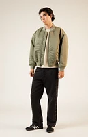 PacSun Olive Nylon Bomber Jacket