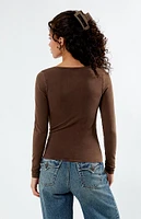 Est. PAC 1980 Ashlee Notched Washed Henley Top