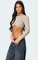 Edikted Gathered Long Sleeve Crop Top