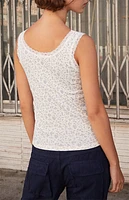 John Galt White & Light Blue Floral Ronnie Lace Trim Tank Top