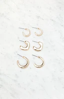 LA Hearts 3 Pack Mixed Hoop Earrings