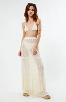 Daisy Street Sheer Lace Mid Rise Tiered Maxi Skirt